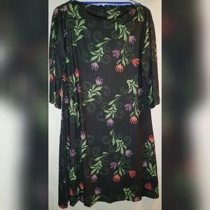 Charlies Project Black Floral Tunic Dress Lg NWT